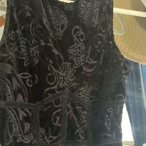 Free People Black Floral Velvet Dress